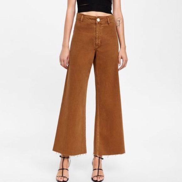 orange wide leg jeans